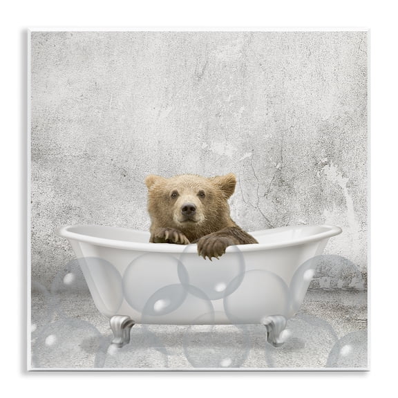 Stupell Industries Rustic Lodge Baby Bear Bath Time Wall Plaque Art, 12 x 12, by Kim Allen