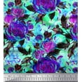 thumbnail image 1 of Soimoi Rayon Fabric Leaves & Rose Flower Printed Fabric 1 Yard 42 Inch Wide, 1 of 1