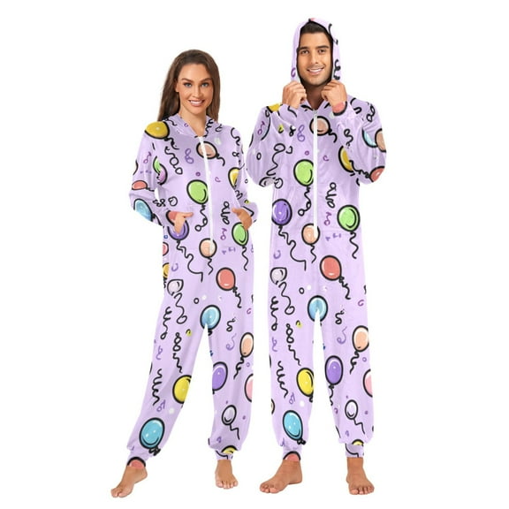 Floaty Balloons Adult onesie Pajamas, Crystal Velvet Ultra Soft Warm Jumpsuit for Men and Women