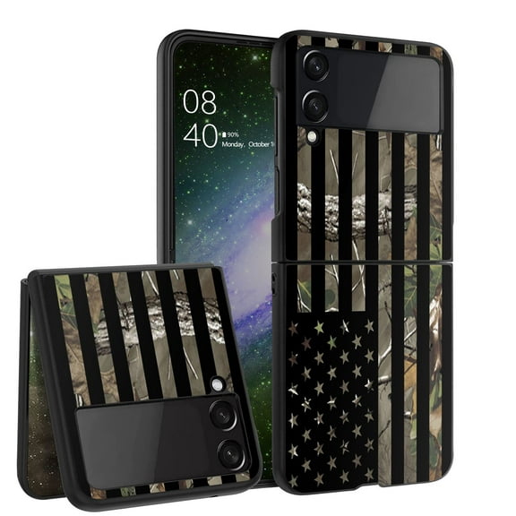 ANJ  Hard Protective Printed Case Cover Compatible with Samsung Galaxy Z Flip 4 - American Tree Camo