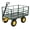 yellow hubs + dark green frame, variant on Heavy Duty 4-in-1 Steel Garden Dump Cart – 1400 lbs Utility Yard Wagon Trailer – Removable Mesh Sides – 13-Inch Wheels – Ideal for Gardening, Soil, Tools & Plant Transport