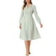 thumbnail image 1 of Vestido Floral de Mujer Inspire Chic de Manga Larga con Escote en V, Plisado, Fluido, Midi de Verano, S Verde, 1 of 5