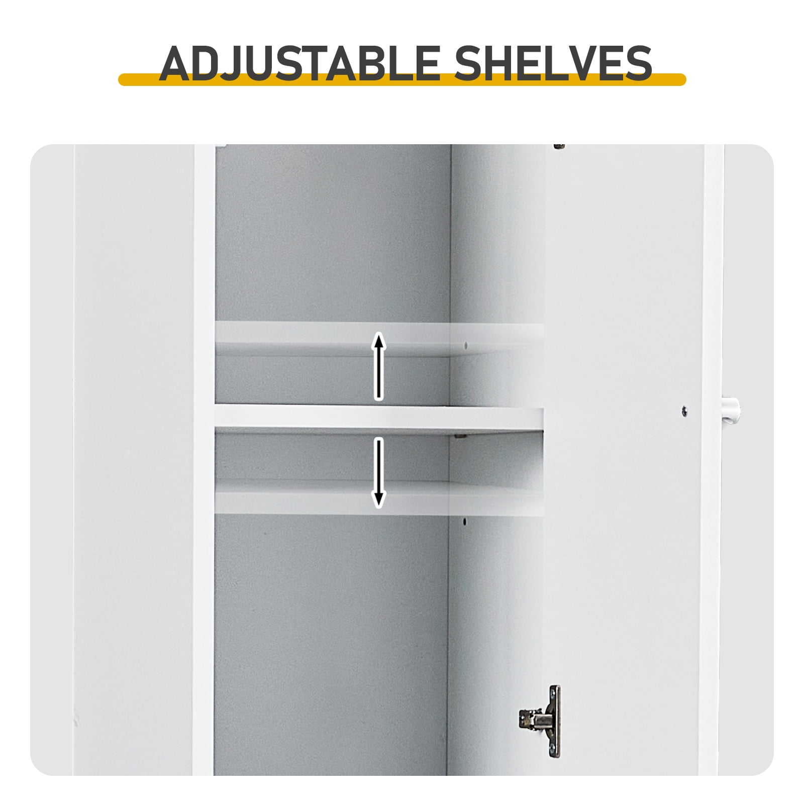Bathroom Tall Floor Cabinet Narrow Storage Cabinet with 2 Doors & Adjustable Shelves White Melamine Bathroom Cabinet for Toilet Sink Laundry Narrow Spaces