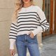 thumbnail image 4 of Women's Fall Cropped Striped Sweaters Long Sleeve Crewneck Winter Tops Jumper, 4 of 5
