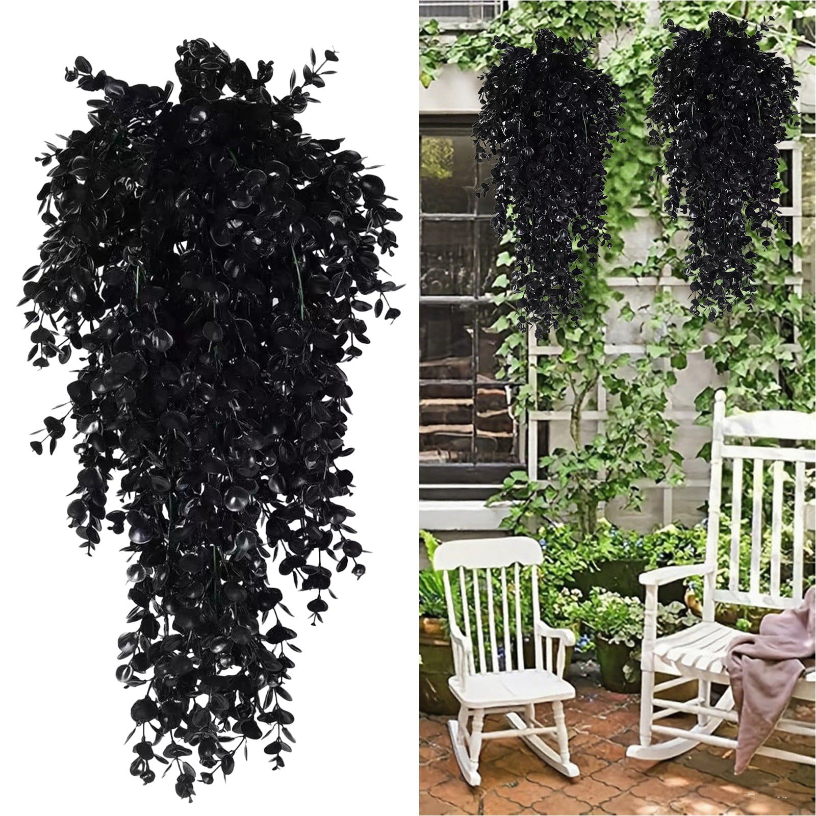 HOARBOEG 2 Pack Artificial Hanging Plants, 29.9in Fake Ivy Vines for Indoor Outdoor Wall Decor, Home, Office, Patio, Shelf, and Garden Greenery Decoration, UV Resistant Plastic Fake Plants