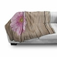 thumbnail image 3 of Rustic Soft Flannel Fleece Throw Blanket, Large Gerbera Daisy on Oak Tree Background Dramatic South American Exotic Photo, Cozy Plush for Indoor and Outdoor Use, 50" x 70", Pink Brown, by Ambesonne, 3 of 6
