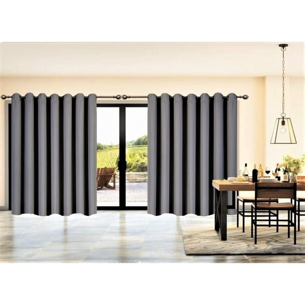 Biombo K100 térmico color carbón, panel opaco, para puerta de patio, ventana, puerta corrediza, cortina, pared de privacidad de 3 capas con ojales, extra ancho. Tamaño: 254 cm de ancho x 213 cm de
