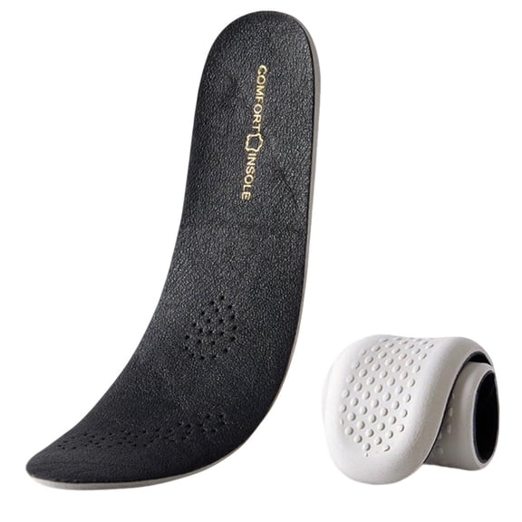 Black Leather Shoe Insoles for Men Thick Leather Insert for Women Sneakers and Loafers Shoes Liners Pads for All Day Comfort Walking and Standing Fatigues 1 Pair