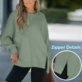 thumbnail image 6 of Women Causal Fleece Jacket Pullover Crewneck Fuzzy Blouse Long Sleeve Oversized Drop Shoulder Warm Thick Fall Winter Sweatshirt, 6 of 9