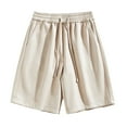 thumbnail image 2 of BiZtdJrK Mens Athletic Shorts Elastic Waist Drawstring Comfy Summer Shorts Basic Solid Casual Sweat Shorts with Pockets Prime Day Deals Today 2024 Beige XL, 2 of 5