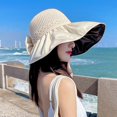 thumbnail image 4 of Sombrero de sol de verano Bowknot - Sombrero de ala ancha Gorra de pesca Sombrero de playa para mujer, 4 of 4