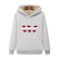 thumbnail image 7 of Women's Sherpa Lined Christmas Hoodie: Fuzzy Santa Graphic Pullover - Long Sleeve Festive Fleece Sweatshirt w/ Drawstring Cozy Holiday Lounge Wear, 7 of 7