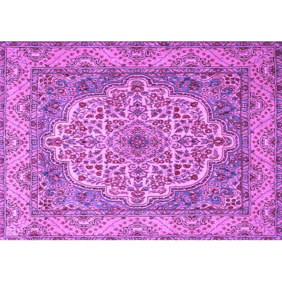 Ahgly Company Indoor Rectangle Medallion Purple Traditional Area Rugs, 7' x 10'