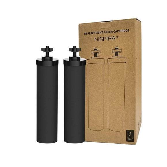 Nispira Filtre à Eau Premium Cartouche Élément Noir Compatible avec Système de Purification d'Eau de Comptoir Berkey. Comparé à la Pièce BB9. 2 Filtres
