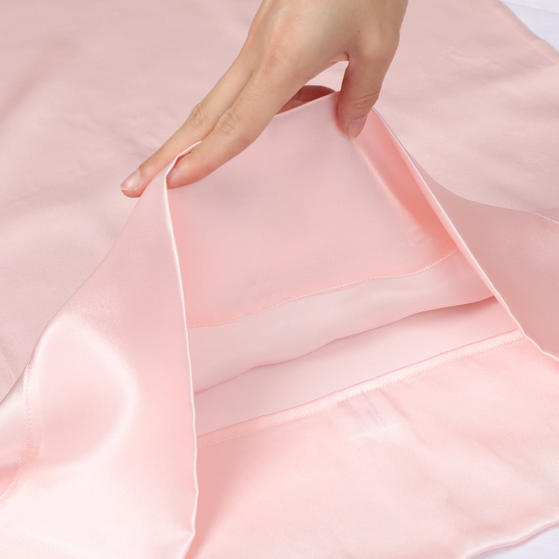 Unique Bargains Silk Pillowcase for Hair 1Pcs Pink Standard
