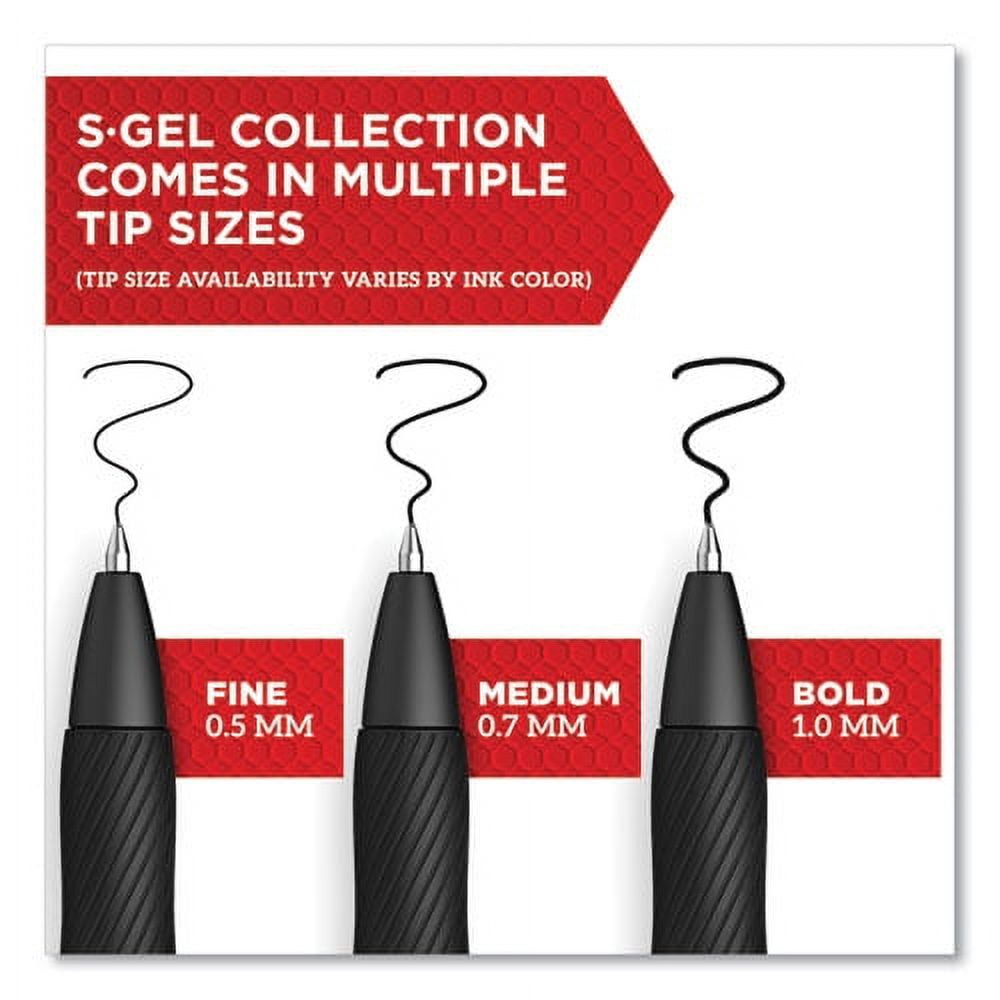 "S-Gel High-Performance Gel Pen, Retractable, Bold 1 Mm, Black Ink, Black Barrel, Dozen | Bundle of 2 Dozen"