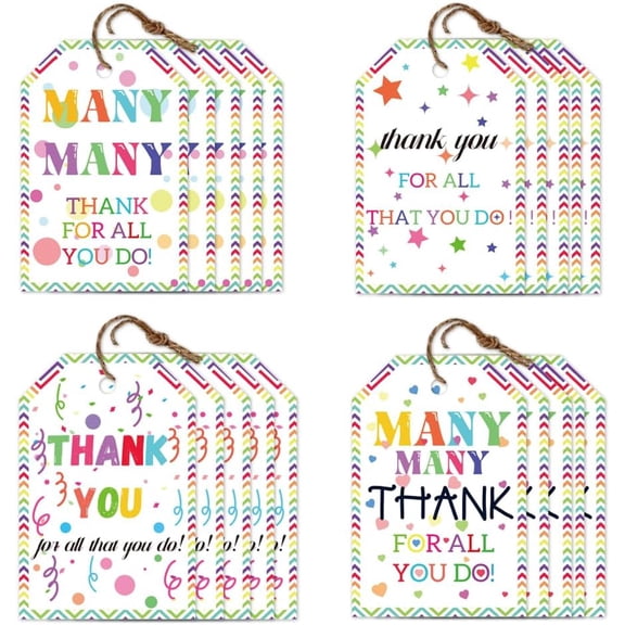80Pcs Thank You Tags with String 4 Style Thank You Gratitude Hanging Labels Name Tags 2×3 Inch