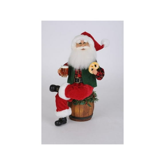 Karen Didion Beer Barrel Santa Figurine, 13 Inches