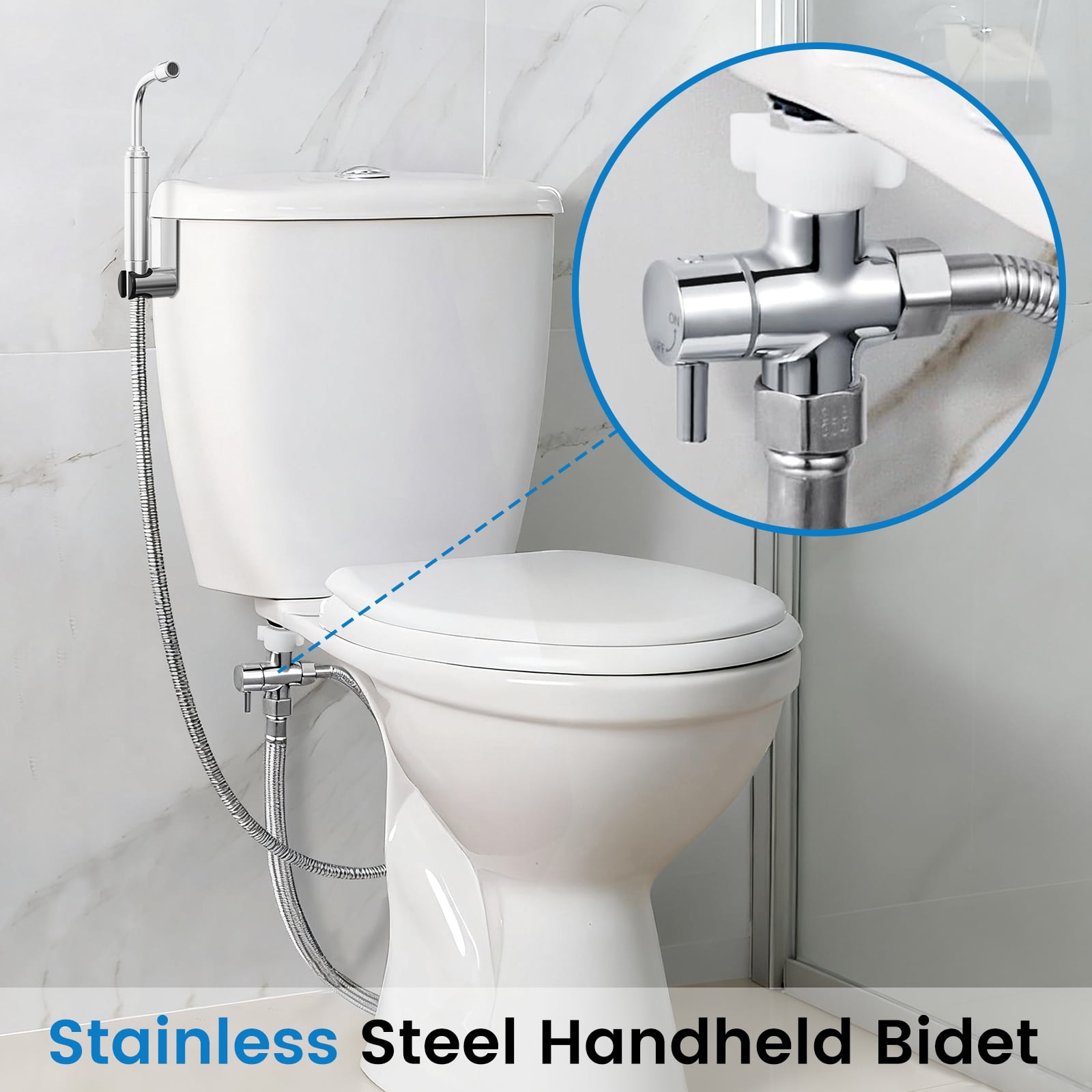 Handheld Toilet Bidet Sprayer for Toilet - Bathroom Diaper Shower, All Brass Handheld Bidet Sprayer with Superior Complete Spray Hoses Kit