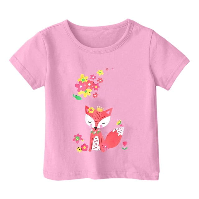 TZEWGL Hauts pour Enfants Imprimé Graphique Col Rond Manches Courtes Ample pour Filles Garçons Taille 2-3T