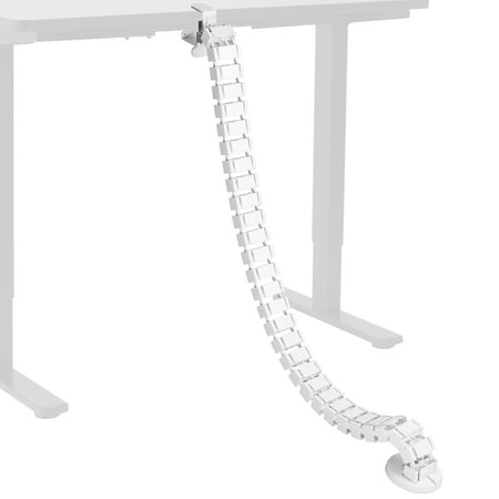 VIVO White Clamp-on Vertebrae Cable Management Kit Desk 4 Entry Wire Organizer