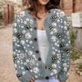 thumbnail image 2 of Jersey tipo cárdigan Akivide de punto con estampado floral de otoño para mujer, 2 of 2