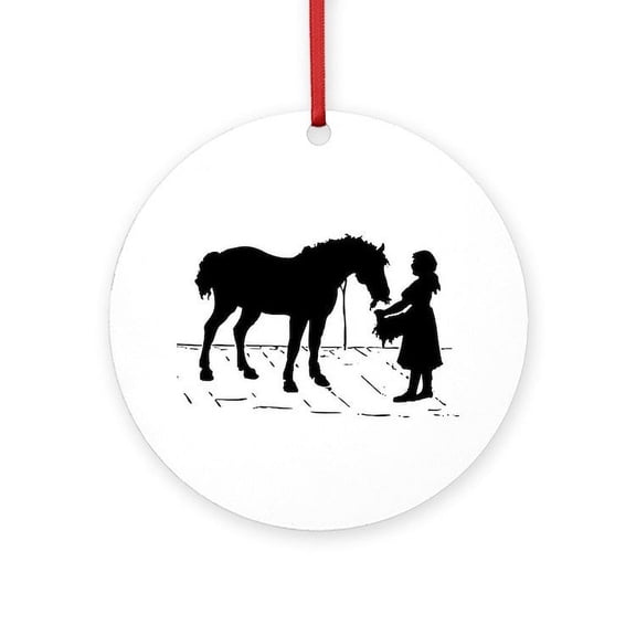 CafePress - Horse & Girl - Round Wood Ornament 4"