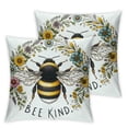 thumbnail image 2 of Summer Throw Pillow Cover - 'Bee Kind' Bee Floral Wreath Design, Farmhouse Decorative Cushion Case for Couch, Sofa, Home, Outdoor, 2 of 6