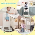 thumbnail image 6 of Yoneston Toddler Tower with Stool, Sky Pattern Designed Toddler Kitchen Kids Step Stool Helper with Safety Protection, White, 6 of 8