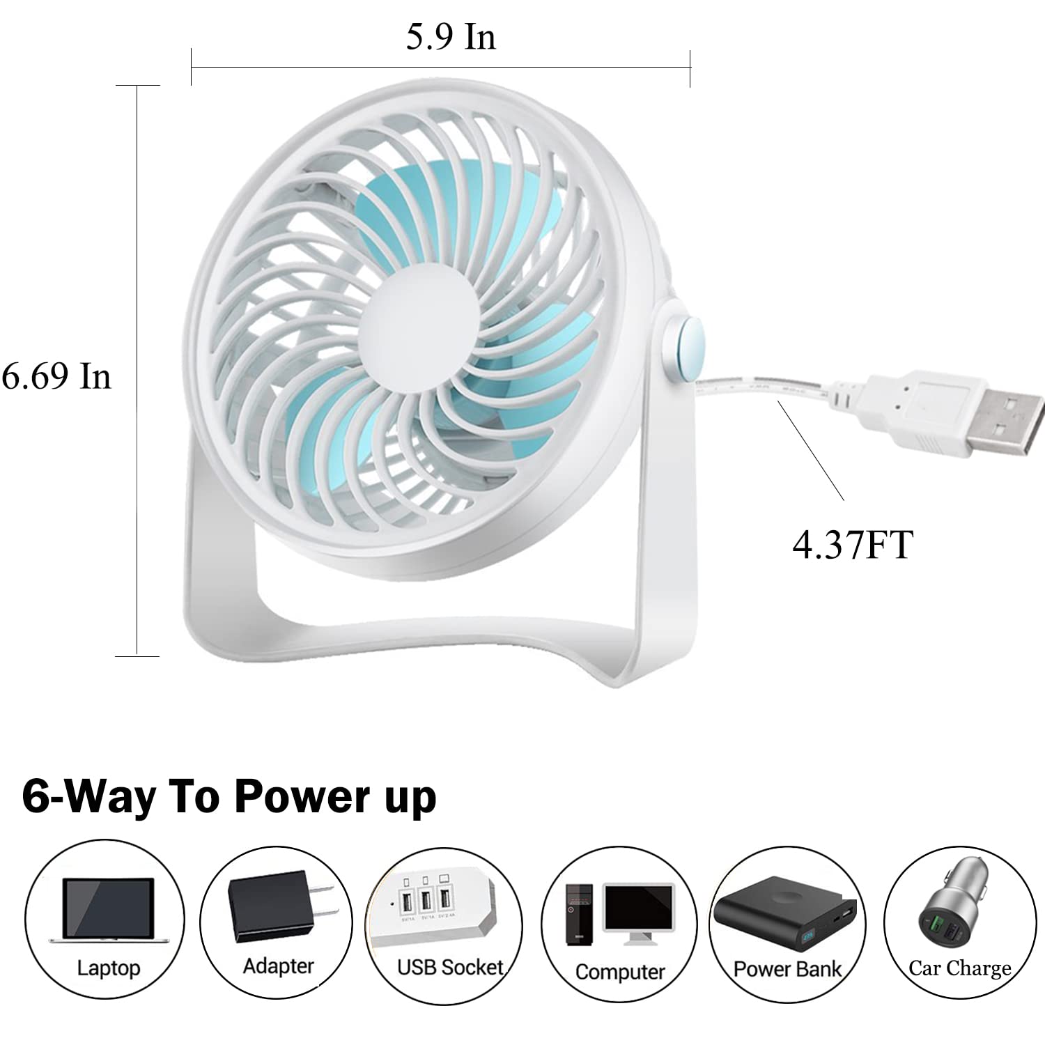 Kiven USB Desk Fan Small Table Fan with Remote Control,Quiet Operation Portable Fan 360°Adjustable?Strong Airflow Mini Personal Fan for Home Office Bedroom and Desktop Car Outdoor Travel