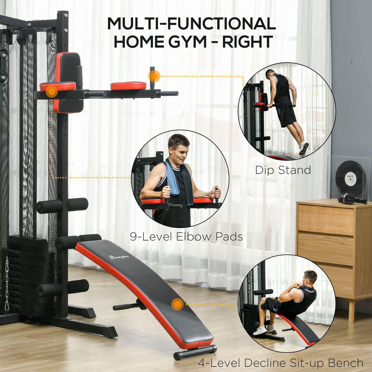 Soozier Multi Home Gym Equipment, Workout Station with 99lbs