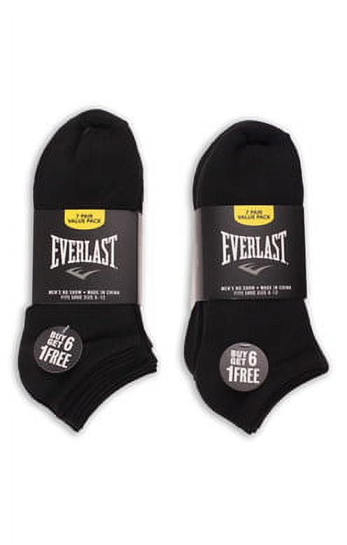 Everlast Men's No Show Athletic Ankle Socks (Pack of 7,14 or 21 pairs) (7- pack, A- Black)