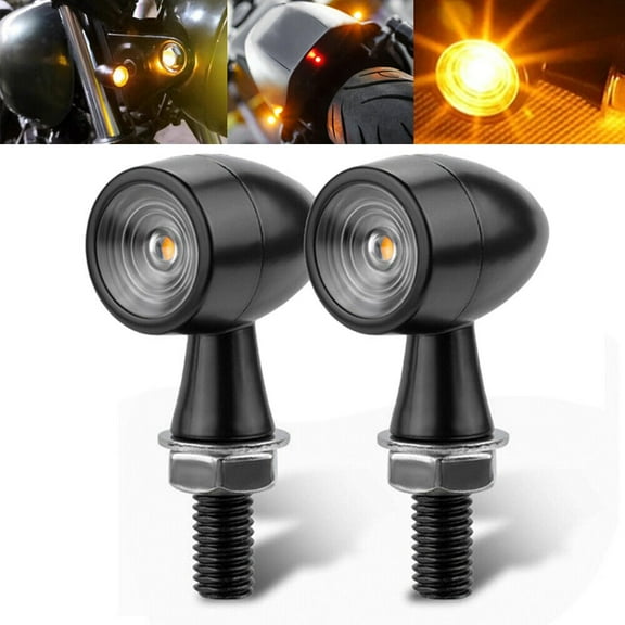 Cocobaby 2Pcs Motorcycle LED Bullet Mini Turn Signal Light Blinker For Bobber Cafe Racer