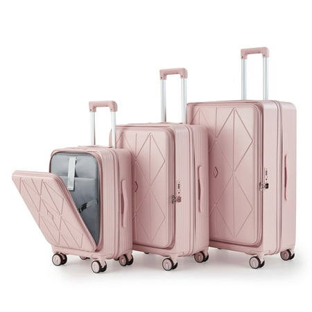 Luggage Sets 3 Piece(20/24/28), Expandable Carry On Luggage with TSA Lock Airline Approved, 100% PC Hard Shell and Lightweight Suitcase with Front Pocket and Spinner Wheels