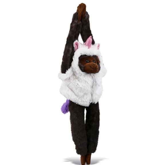 DolliBu Long Arm Black Capuchin Monkey Unicorn Plush Stuffed Animal Toy - Super Soft Monkeycorn Dress Up with Removable Unicorn Plush Outfit, Cute Fantasy Gift - 21 Inches