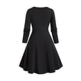 thumbnail image 7 of Halloween Dresses for Women Color Block Medieval Renaissance Waist Strap Dress Long Sleeve V Neck Dress, 7 of 7