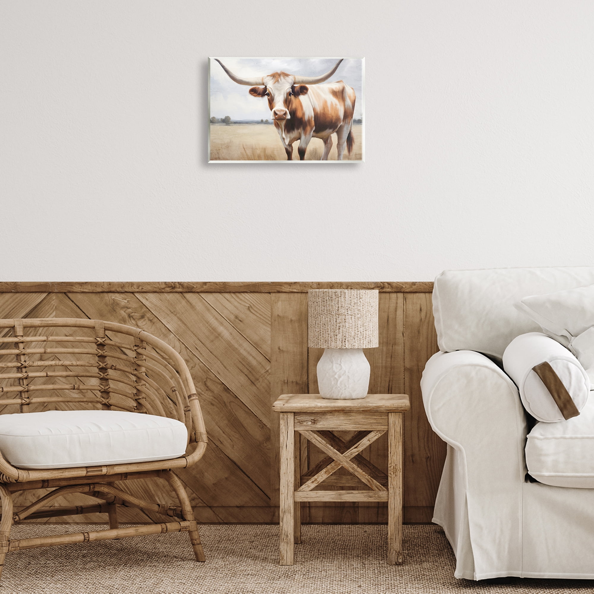 Stupell Industries Spotted Brown Longhorn Animals Painting Unframed Art Print Wall Art, 15 x 10