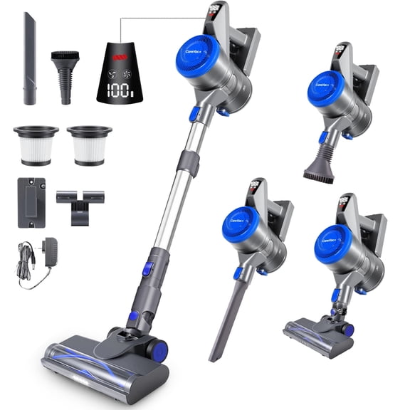 CareVac Cordless Stick Vacuum Cleaner Lightweight for Carpet Hard Floor Pet Hair Led Display