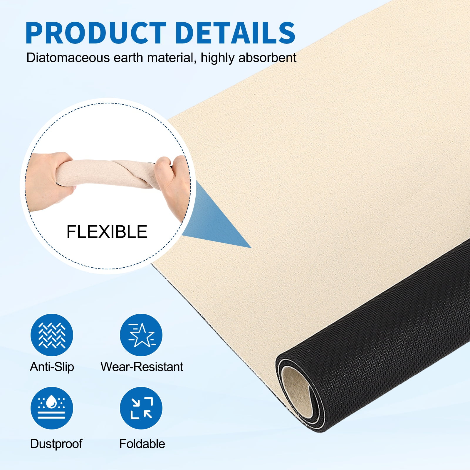 Washer and Dryer Top Protector Mat 20" x 19", 2Pack - Non-Slip, Quick Drying Rubber Washing Machine Top Cover Pad for Home Kitchen Laundry Room, Beige