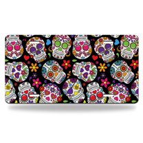 Yehwow Vintage Sugar Skull Abstract Metal Car Plate Decorative Aluminum License Plate Tag Sign