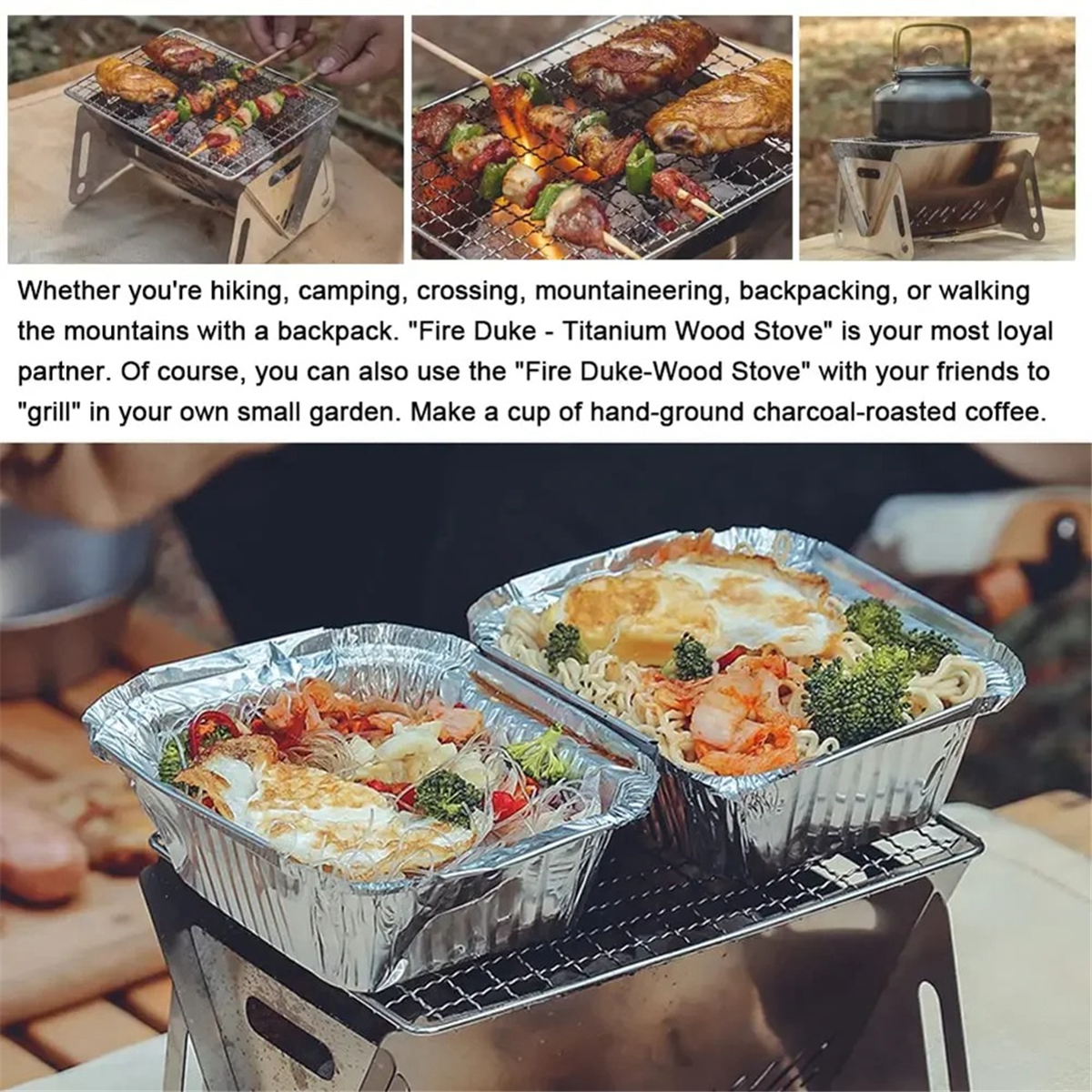 Portable Folding BBQ Grill Stainless Steel Wood-Burning Camping Stove Mini Charcoal Grill Outdoor Camping BBQ Equipment