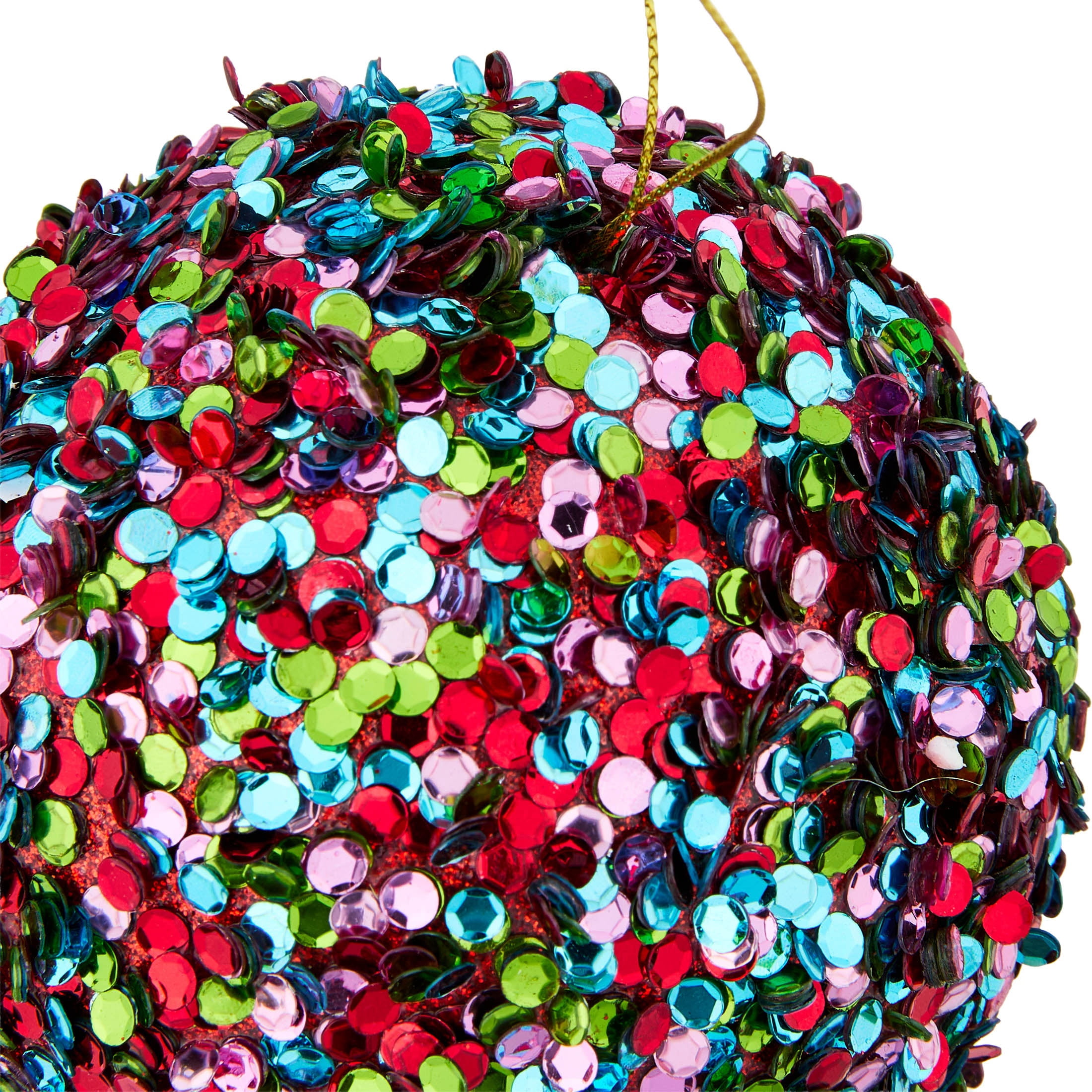 4-Count Multicolor Sequin Ball Christmas Ornaments, 4.3", by Holiday Time