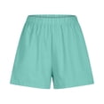 thumbnail image 5 of Cotton Linen Elastic Waist Summer Gym Running Workout Shorts Pockets for Women, 5 of 6