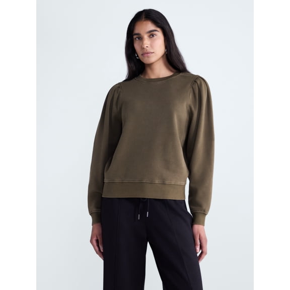 Scoop Women’s and Women's Plus Pleat Shoulder Sweatshirt, Sizes XS-4X