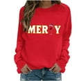 thumbnail image 5 of HOMBOM Red Sweatshirts for Women Essentials Greflying Graphic Christmas Merry Xmas Crewneck Ladies Sweatshirt Cozy, 5 of 6