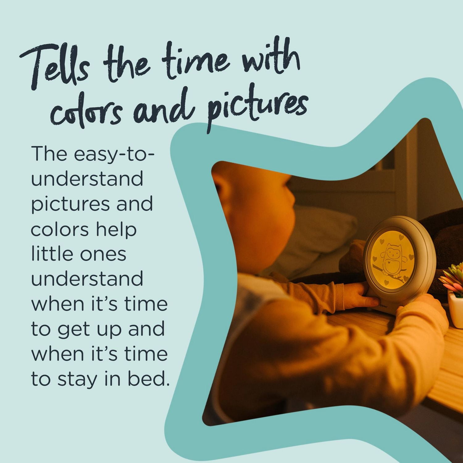 Tommee Tippee Groclock Sleep Trainer Clock, Alarm Clock and Nightlight for Young Children, USB-Powered