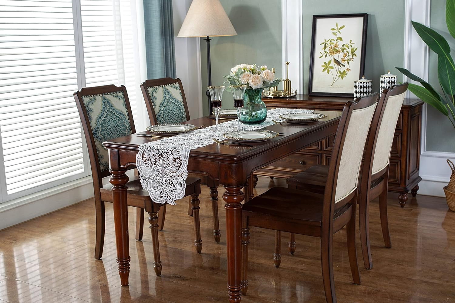 Lace Doily Table Runners Dresser Scarf Embroidered Flowers