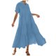 thumbnail image 1 of Vestido de Verano de Manga Corta para las Mujeres Botón de Color Sólido Plegado Vestido con Cuello en V, Vestido de Moda de Verano Casual, 1 of 7