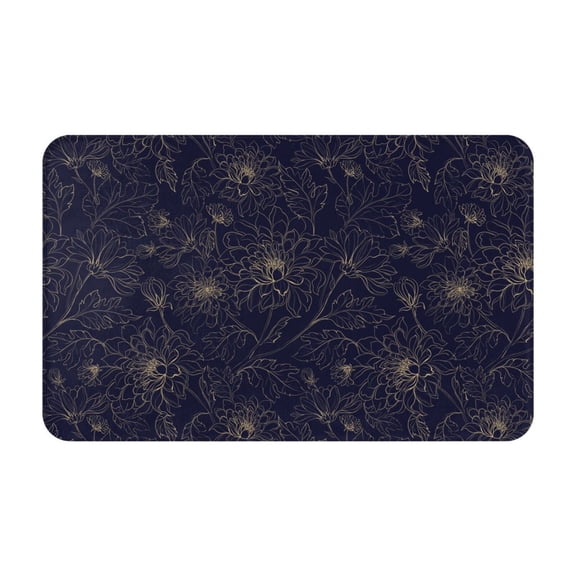 Bathroom Rugs Non Slip Washable - Copper-Gold Gloss Outline Chrysanthemum Kitchen Mats for Floor, Area Rugs for Entryway Rugs Indoor, Laundry Bathroom Room Door Rug with Rubber Backing 20x31.5in