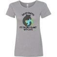 thumbnail image 3 of Inktastic Save Earth It's the Only Planet with Cats with Black Cat Women's T-Shirt, 3 of 5